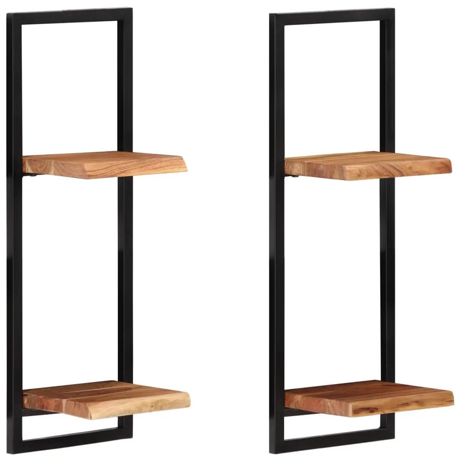 Étagères murales 2 pcs 25x25x75 cm Bois d'acacia et acier - 9