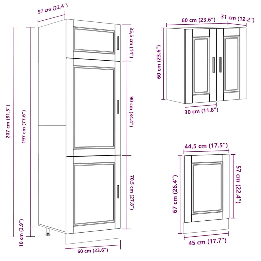Ensemble de 8 meubles de cuisine "Porto" en bois d'ingénierie blanc - 10