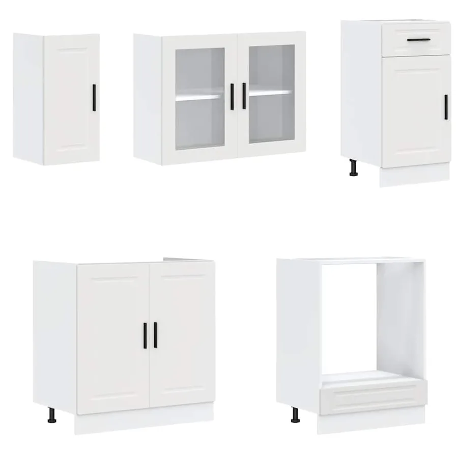 Ensemble de 8 meubles de cuisine "Porto" en bois d'ingénierie blanc - 4