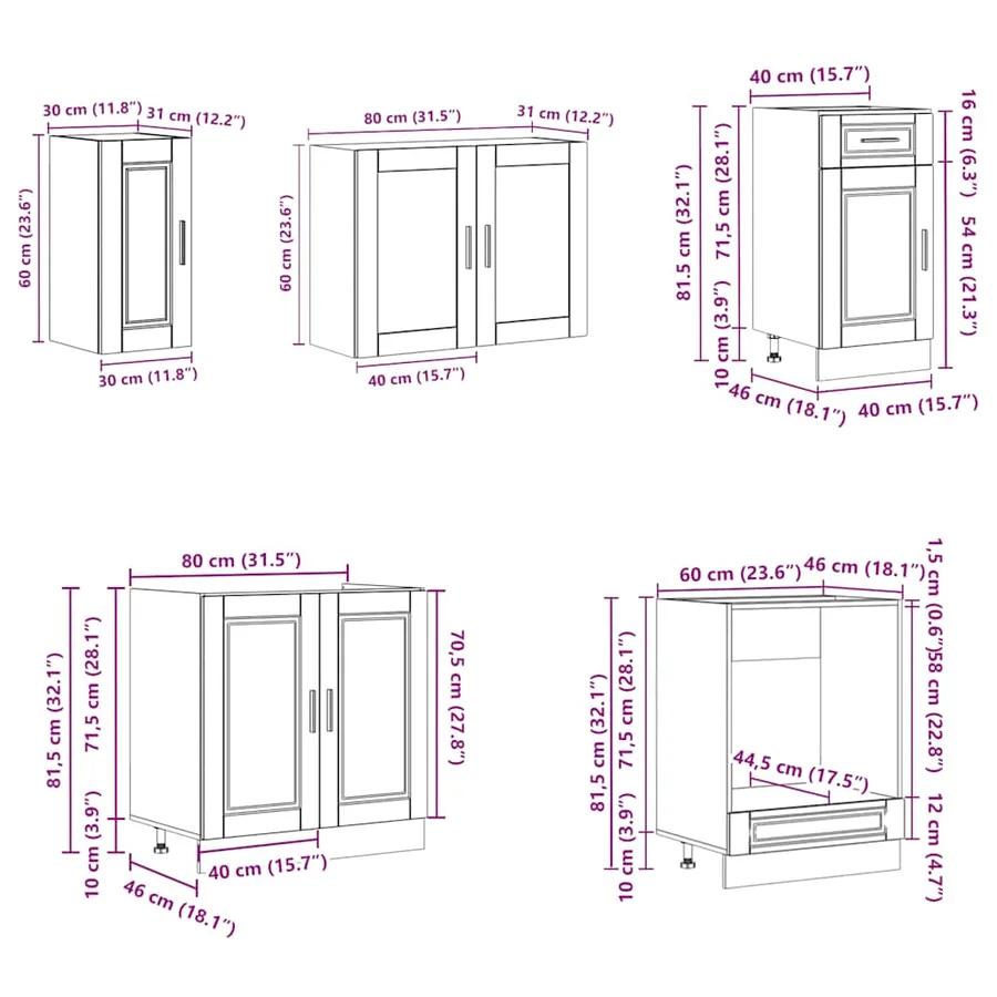 Ensemble de 8 meubles de cuisine "Porto" en bois d'ingénierie blanc brillant - 9