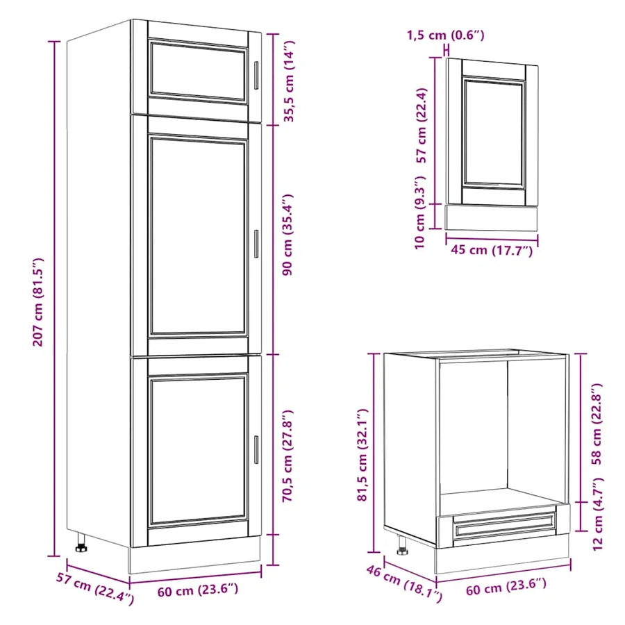 Ensemble de 7 meubles de cuisine "Porto" en bois d'ingénierie blanc brillant - 10