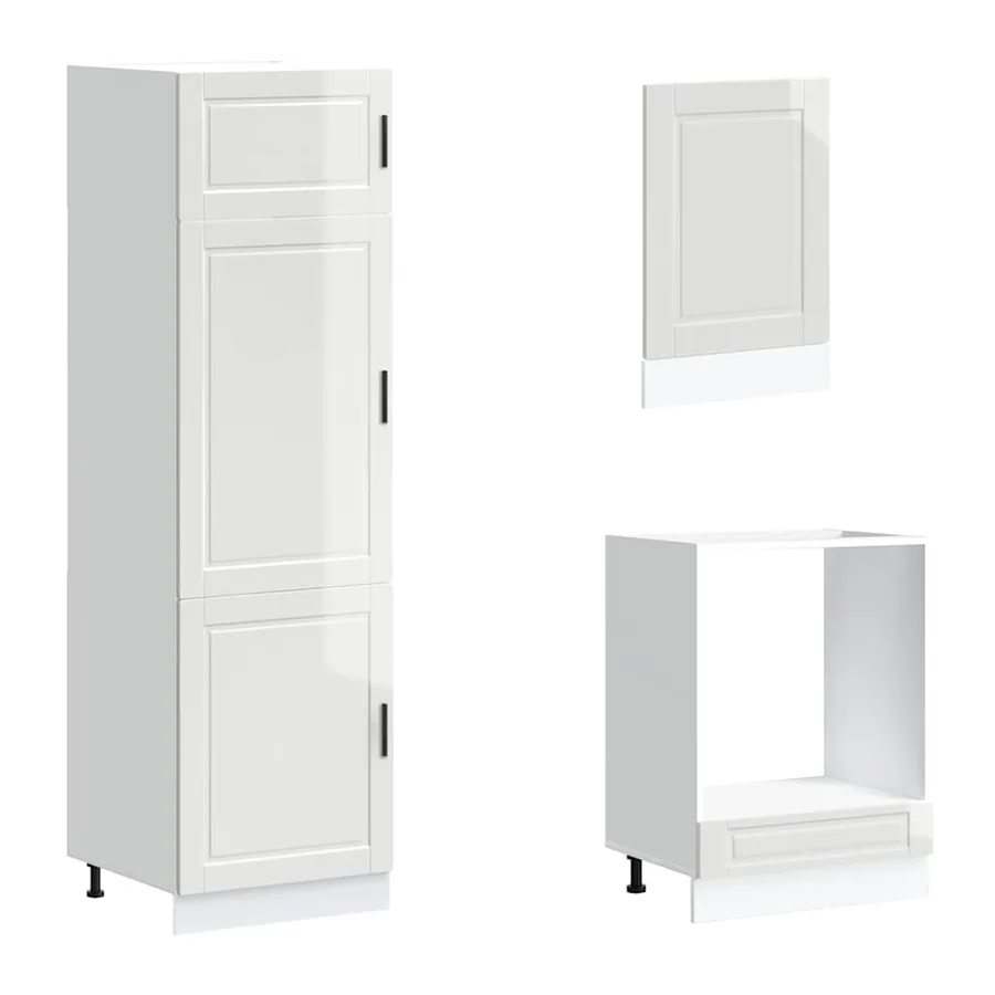 Ensemble de 7 meubles de cuisine "Porto" en bois d'ingénierie blanc brillant - 5