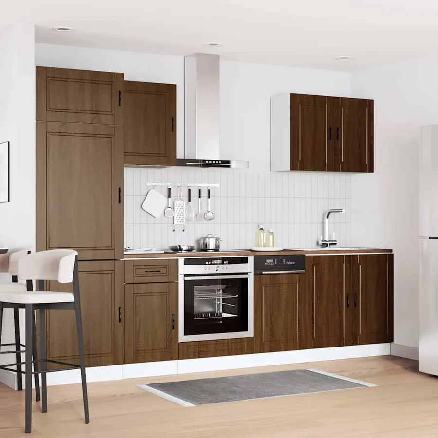 Ensemble de 7 meubles de cuisine en chêne brun "Porto" - 3