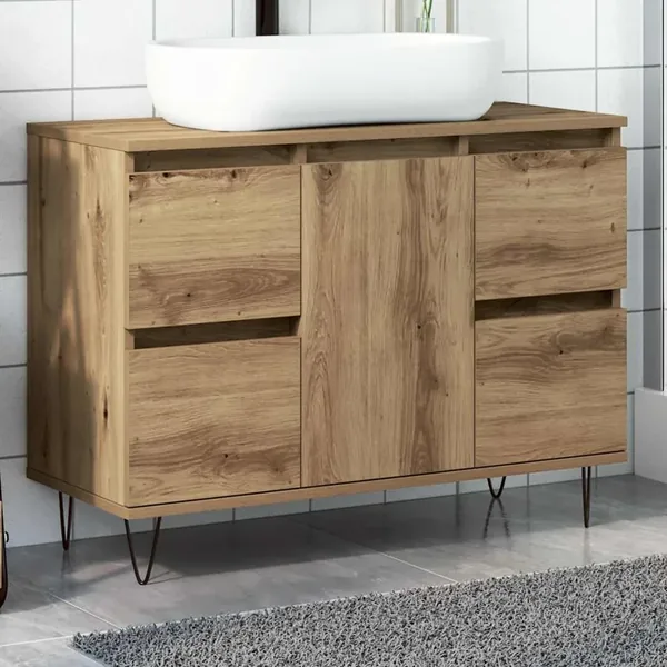 Armoire de salle de bain chêne artisanal bois d'ingénierie