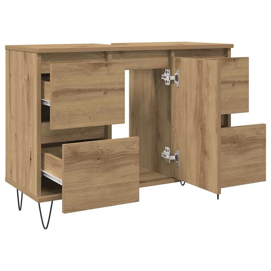 Armoire de salle de bain chêne artisanal bois d'ingénierie - 8