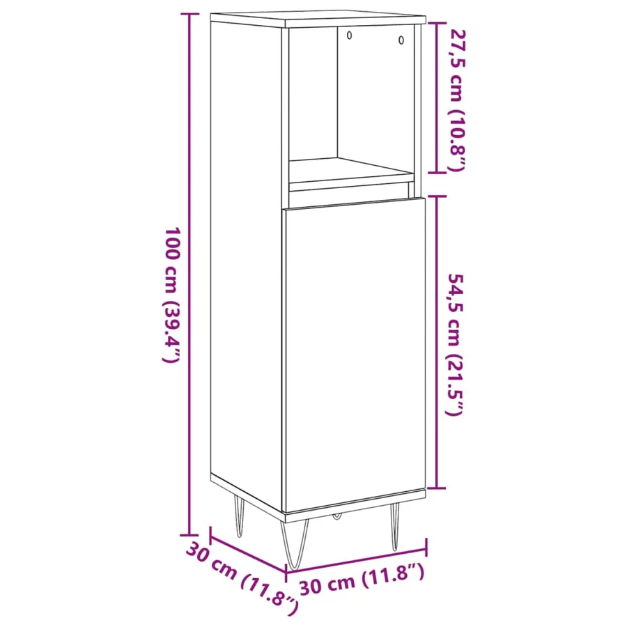 Armoire de salle de bain vieux bois 30x30x100cm bois ingénierie - 10