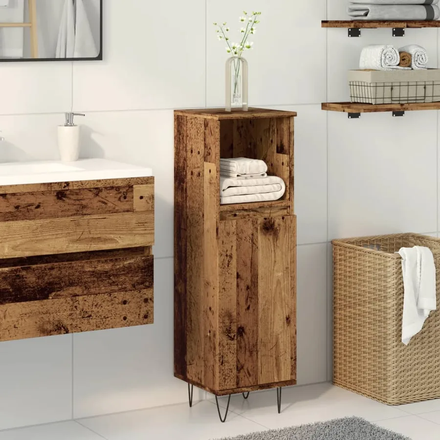 Armoire de salle de bain vieux bois 30x30x100cm bois ingénierie - 3