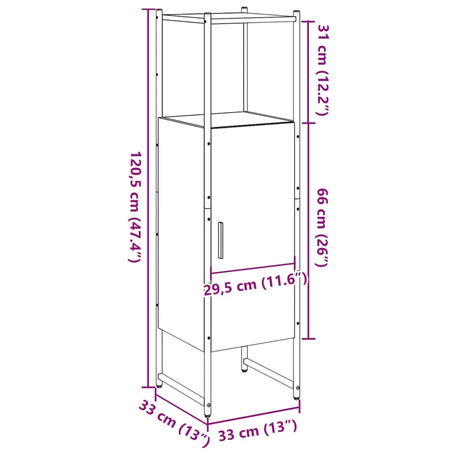 Armoire salle de bain vieux bois 33x33x120,5 cm bois ingénierie - 11