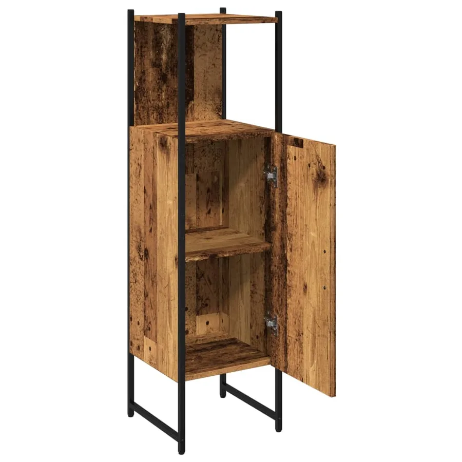 Armoire salle de bain vieux bois 33x33x120,5 cm bois ingénierie - 7