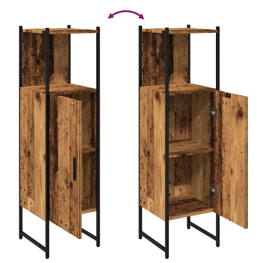 Armoire salle de bain vieux bois 33x33x120,5 cm bois ingénierie - 8