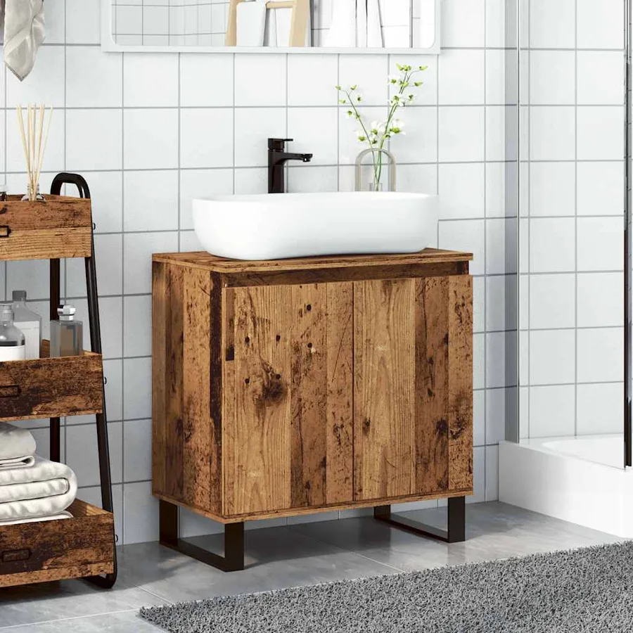 Armoire de salle de bain vieux bois 58x33x60 cm bois ingénierie - 3