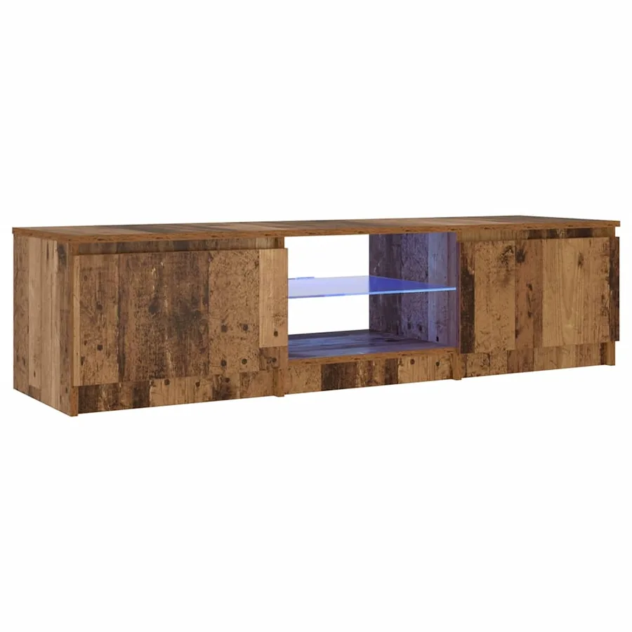 Meuble TV avec lumières LED vieux bois bois d'ingénierie - 4