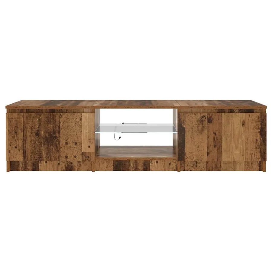 Meuble TV avec lumières LED vieux bois bois d'ingénierie - 6