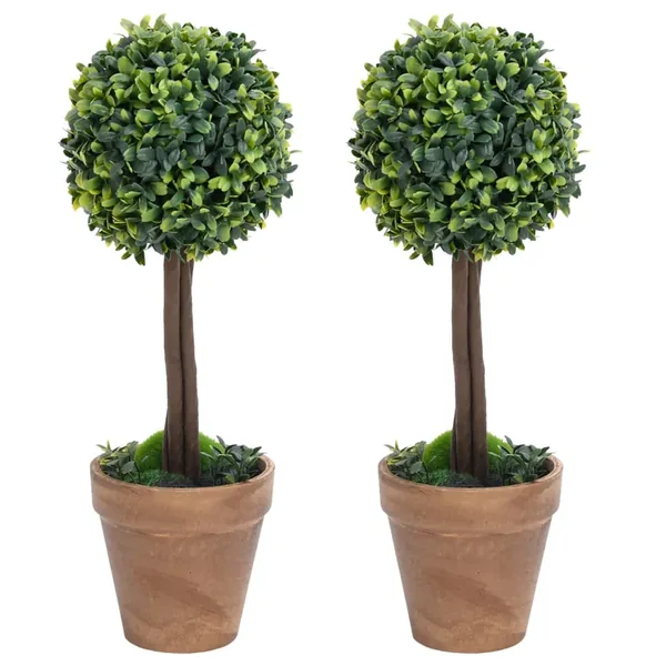 Plantes de buis artificiel 2 pcs avec pots Boule Vert 56 cm