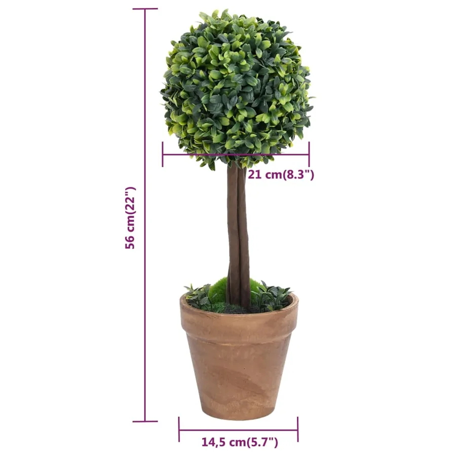 Plantes de buis artificiel 2 pcs avec pots Boule Vert 56 cm - 6