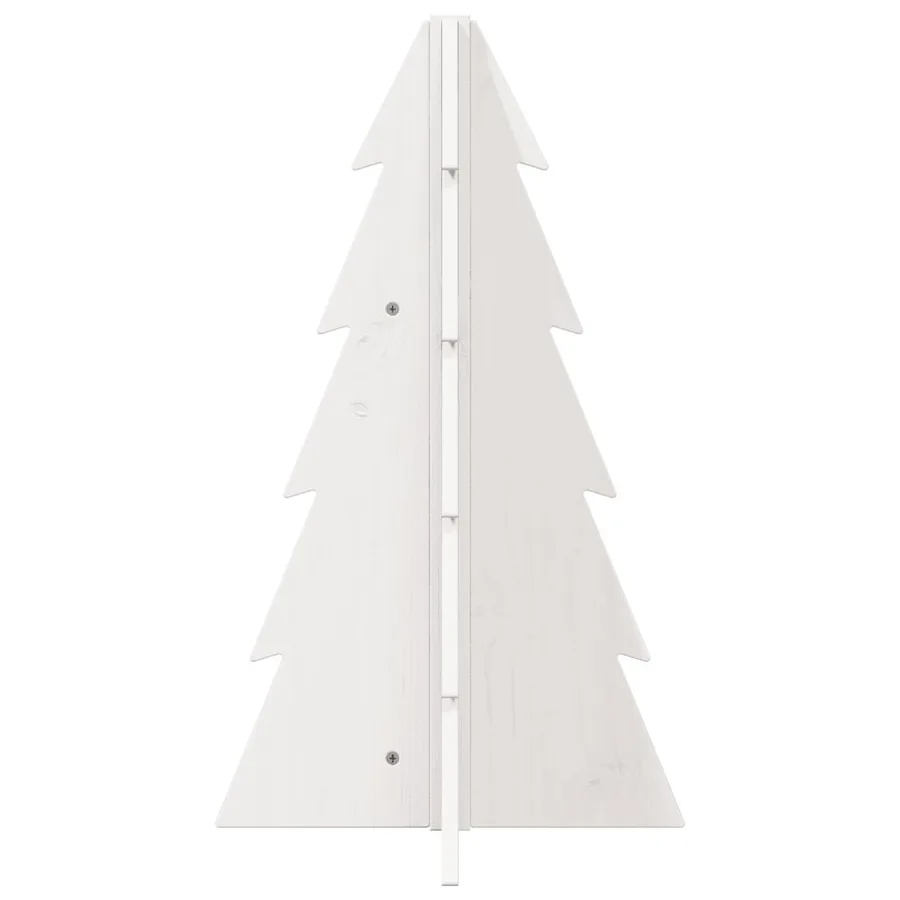 Arbre de Noël en bois pour décoration blanc 69,5 cm pin massif - 3
