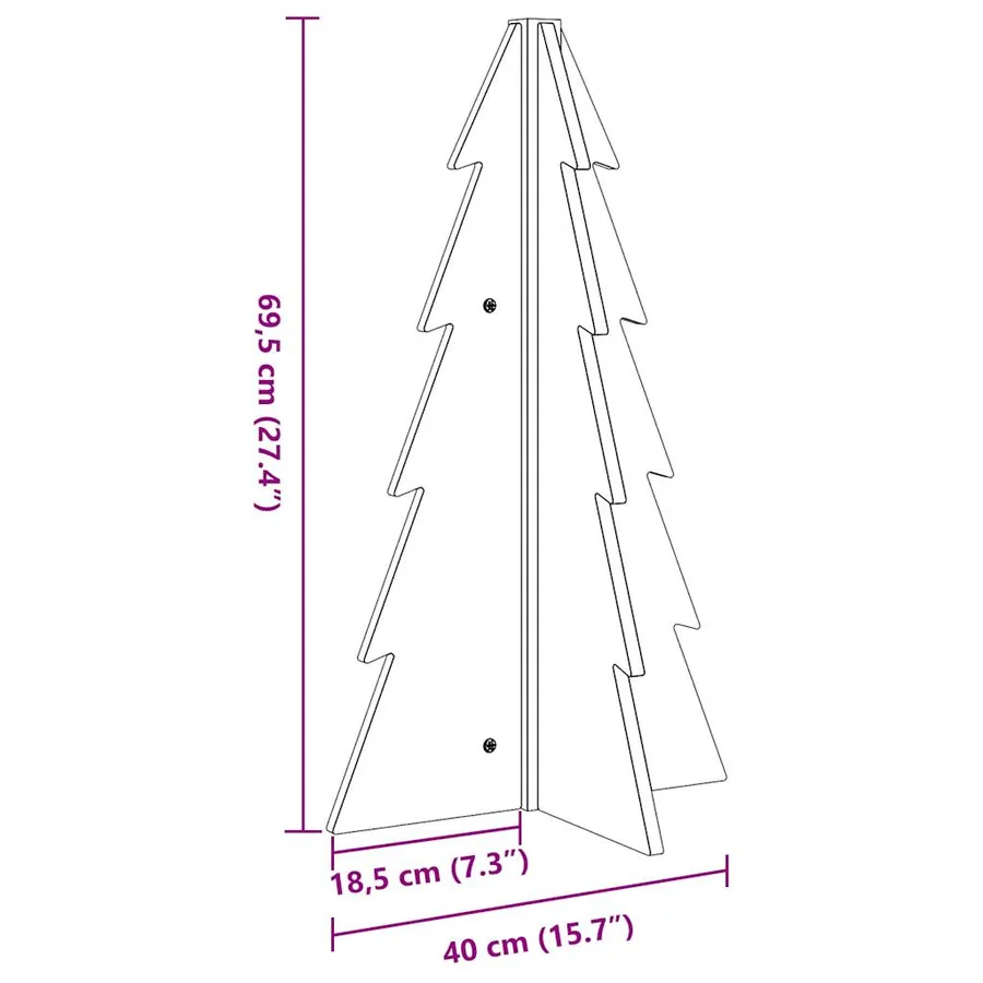 Arbre de Noël en bois pour décoration blanc 69,5 cm pin massif - 8