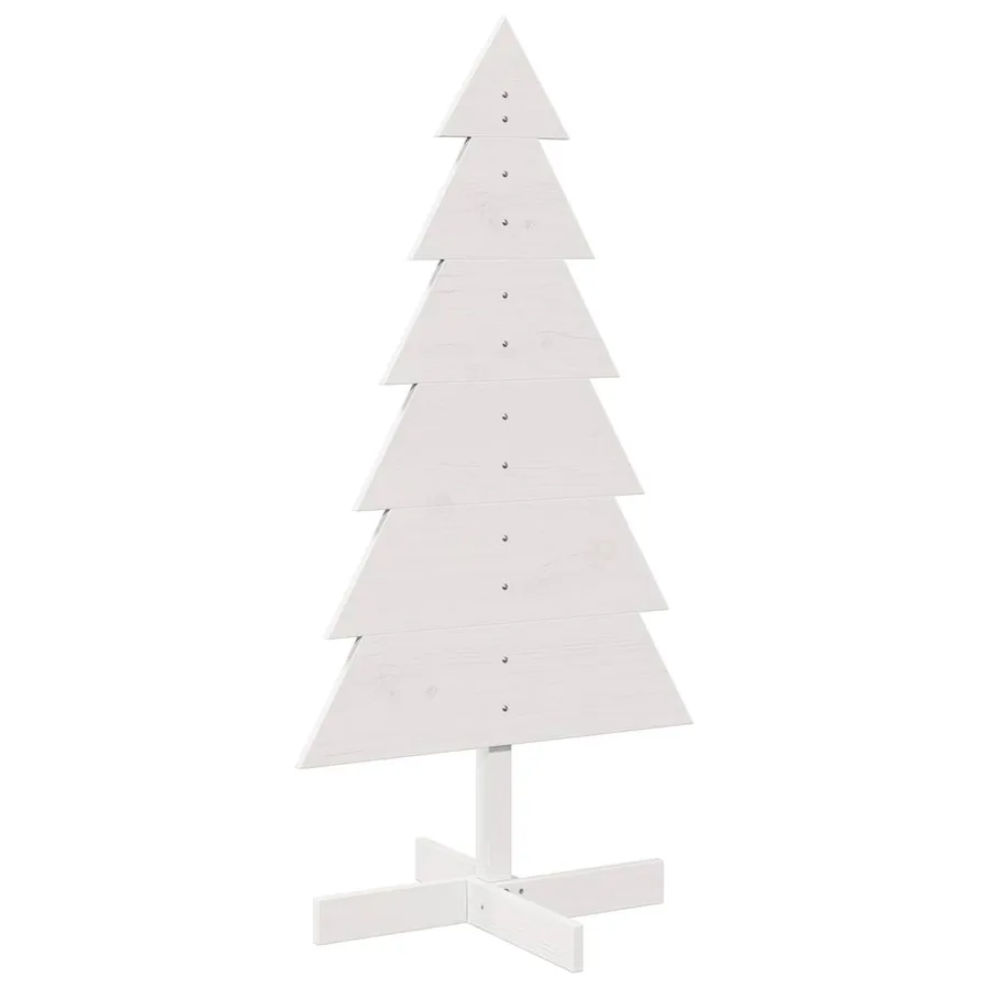 Arbre de Noël en bois pour décoration blanc 120 cm pin massif - 2