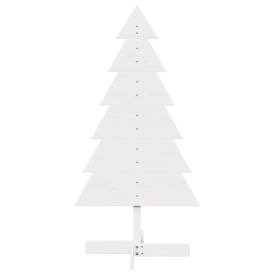 Arbre de Noël en bois pour décoration blanc 120 cm pin massif - 3