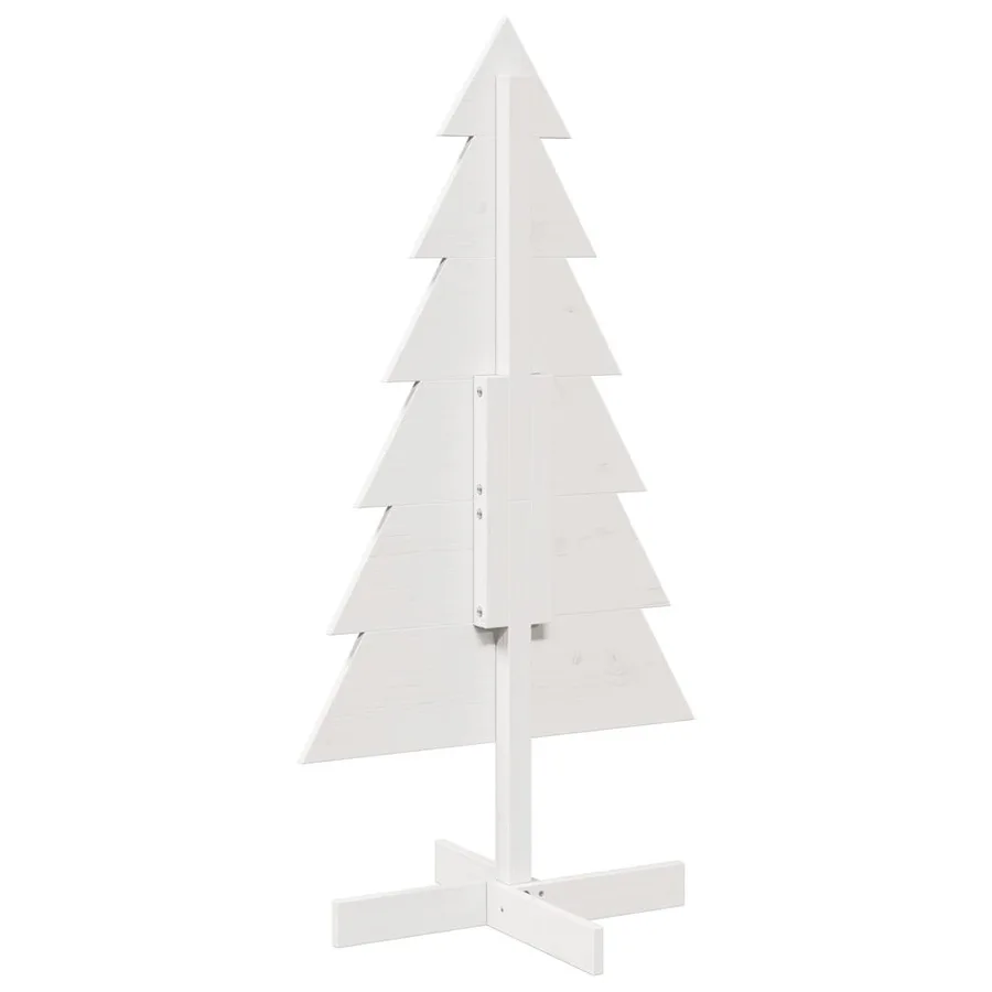 Arbre de Noël en bois pour décoration blanc 120 cm pin massif - 5