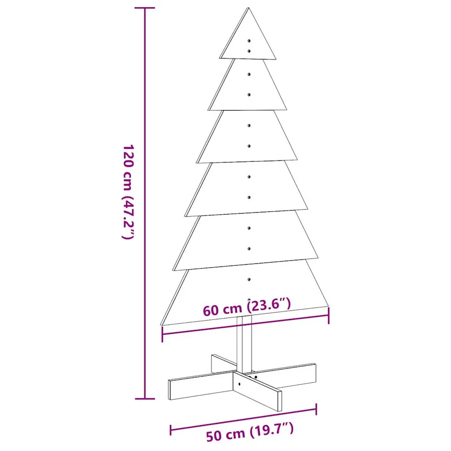 Arbre de Noël en bois pour décoration blanc 120 cm pin massif - 8