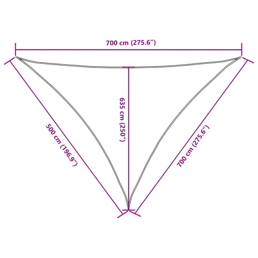 Voile de parasol Tissu Oxford triangulaire 5x7x7 m Marron - 10