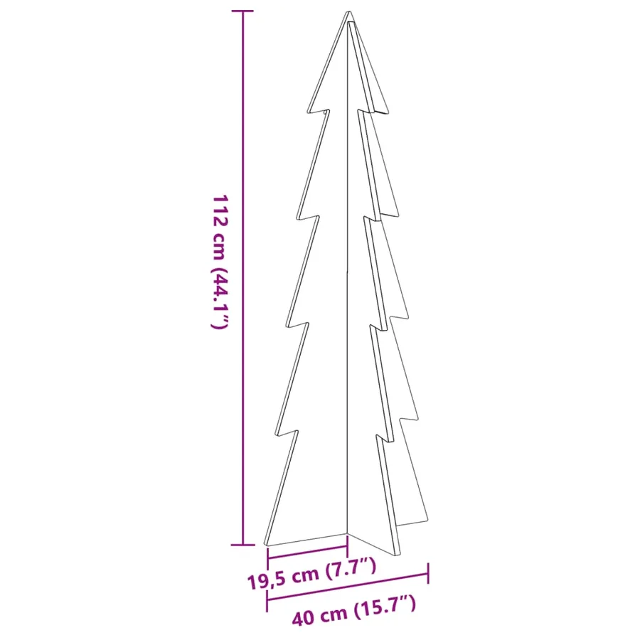 Arbre de Noël en bois pour décoration 112 cm bois massif de pin - 8