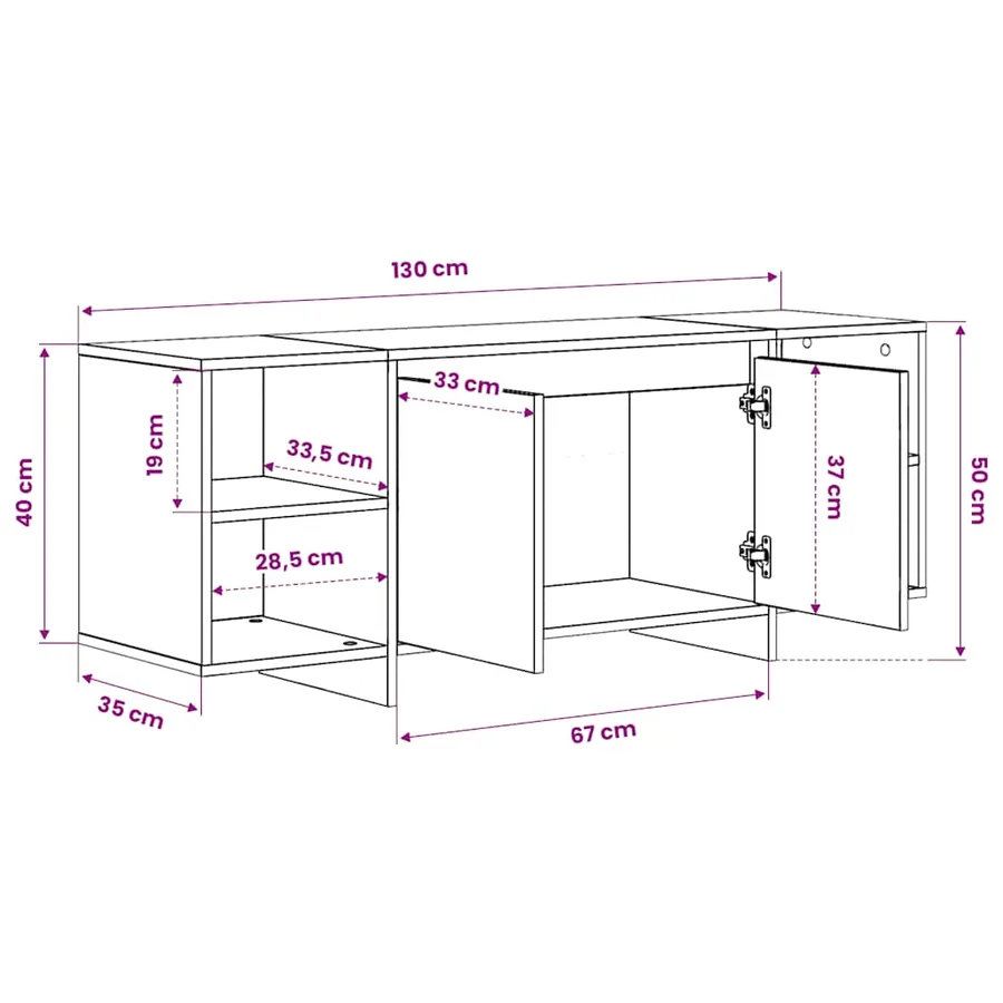 Meuble TV chêne artisanal 130x35x50 cm bois d'ingénierie - 10