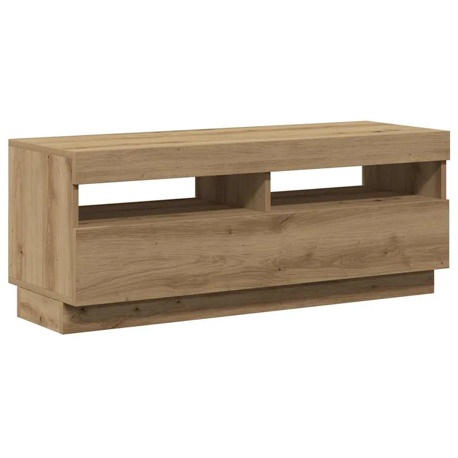 Meuble TV avec lumières LED chêne artisanal bois d'ingénierie - 14