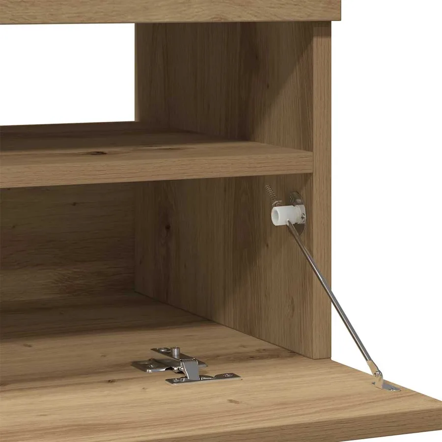 Meuble TV avec lumières LED chêne artisanal bois d'ingénierie - 8