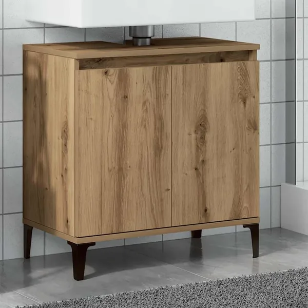 Armoire d'évier chêne artisanal 58x33x60 cm bois d'ingénierie