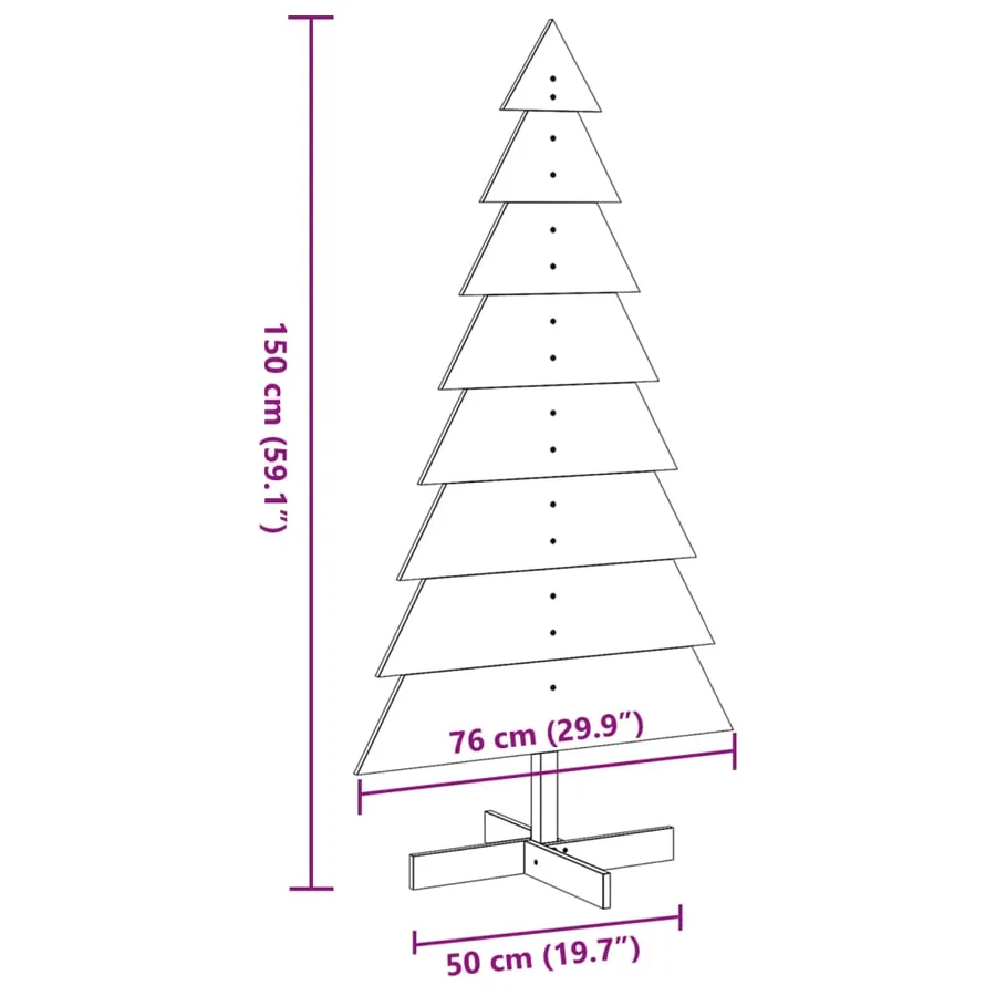 Arbre de Noël en bois pour décoration 150 cm bois massif de pin - 8