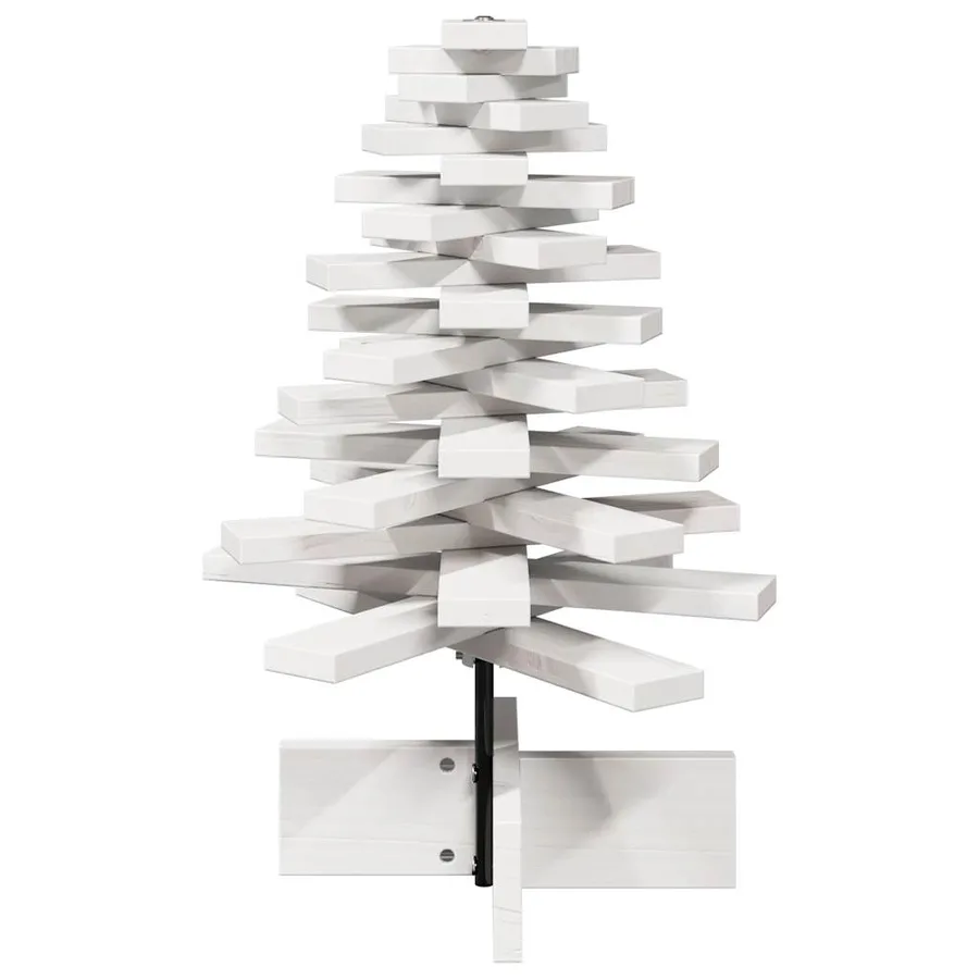 Arbre de Noël en bois pour décoration blanc 60 cm pin massif - 4