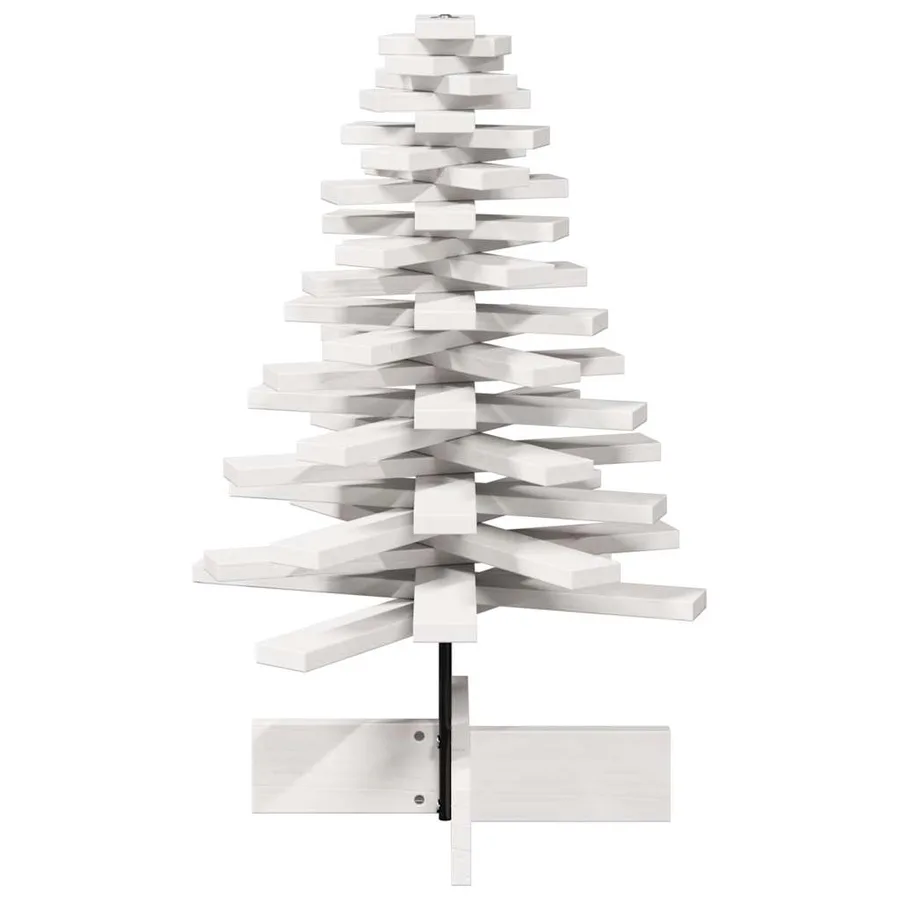 Arbre de Noël en bois pour décoration blanc 80 cm pin massif - 4