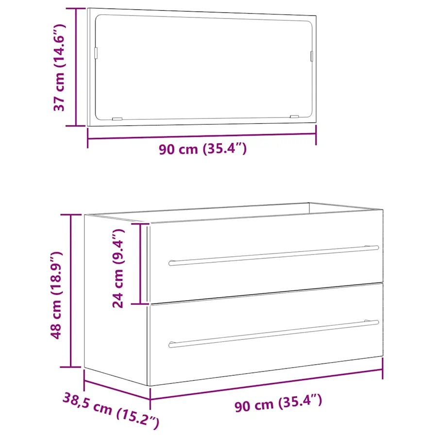 Ensemble de meubles salle de bain 2 pcs bois d'ingénierie - 13
