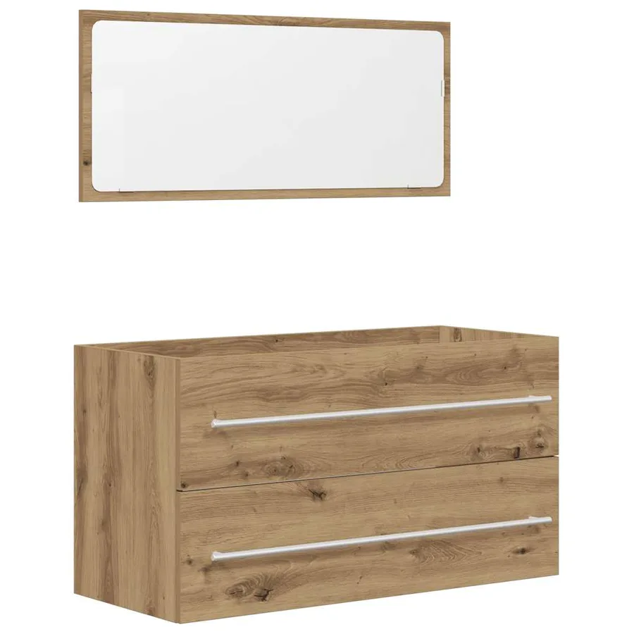 Ensemble de meubles salle de bain 2 pcs bois d'ingénierie - 2