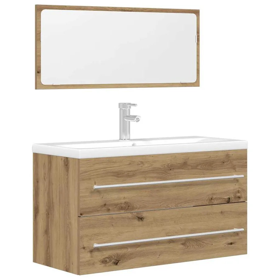 Ensemble de meubles salle de bain 2 pcs bois d'ingénierie - 3
