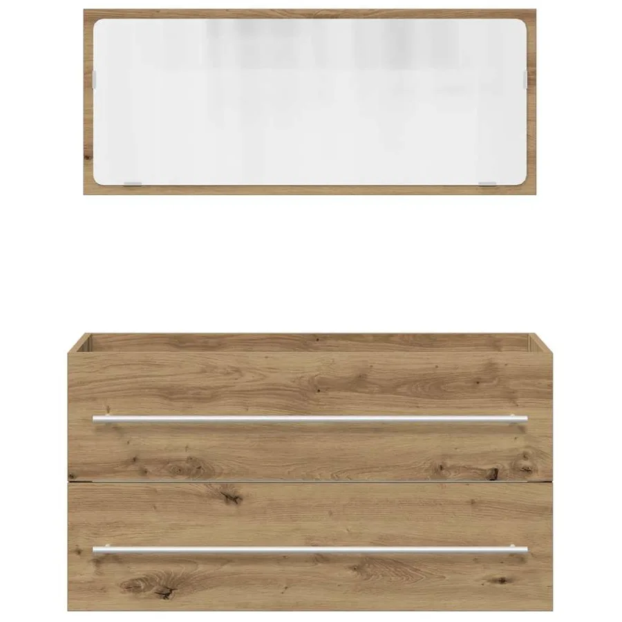 Ensemble de meubles salle de bain 2 pcs bois d'ingénierie - 4