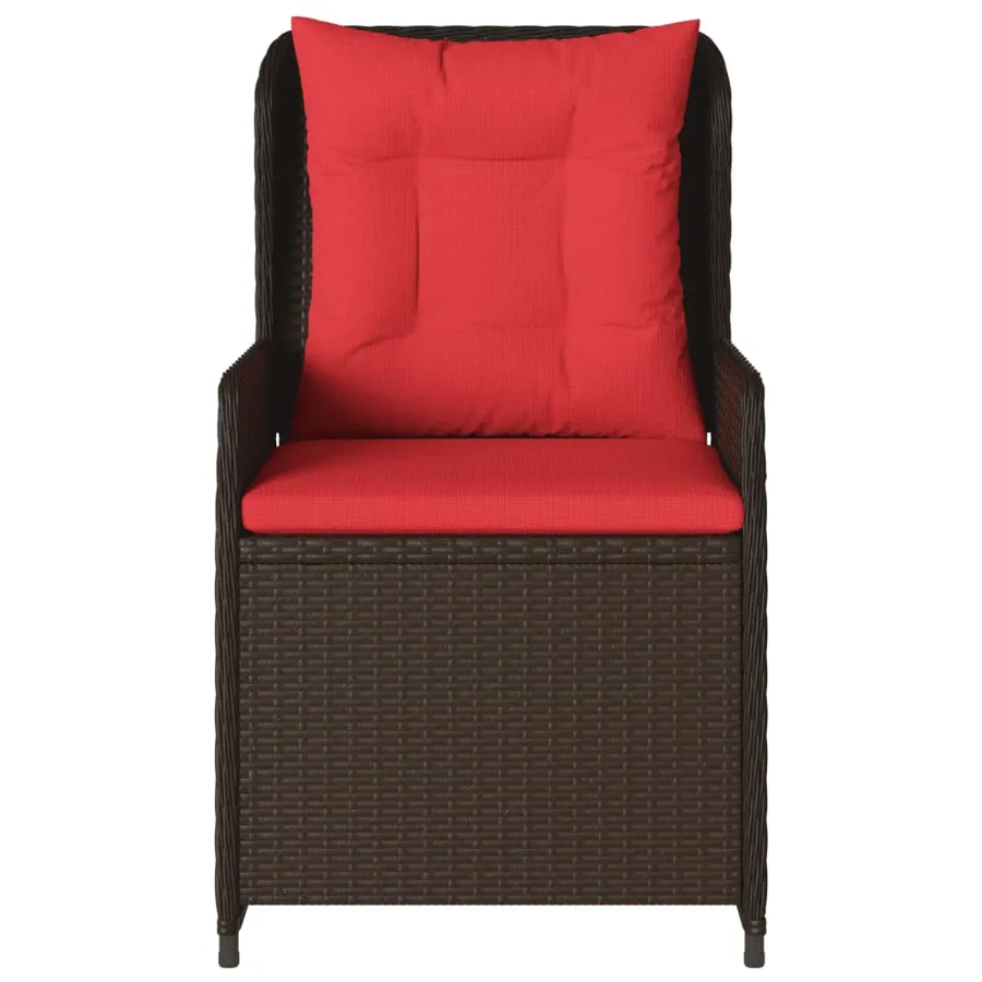 Chaises de jardin inclinables lot de 2 marron résine tressée - 5
