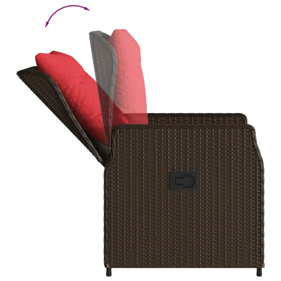 Chaises de jardin inclinables lot de 2 marron résine tressée - 8