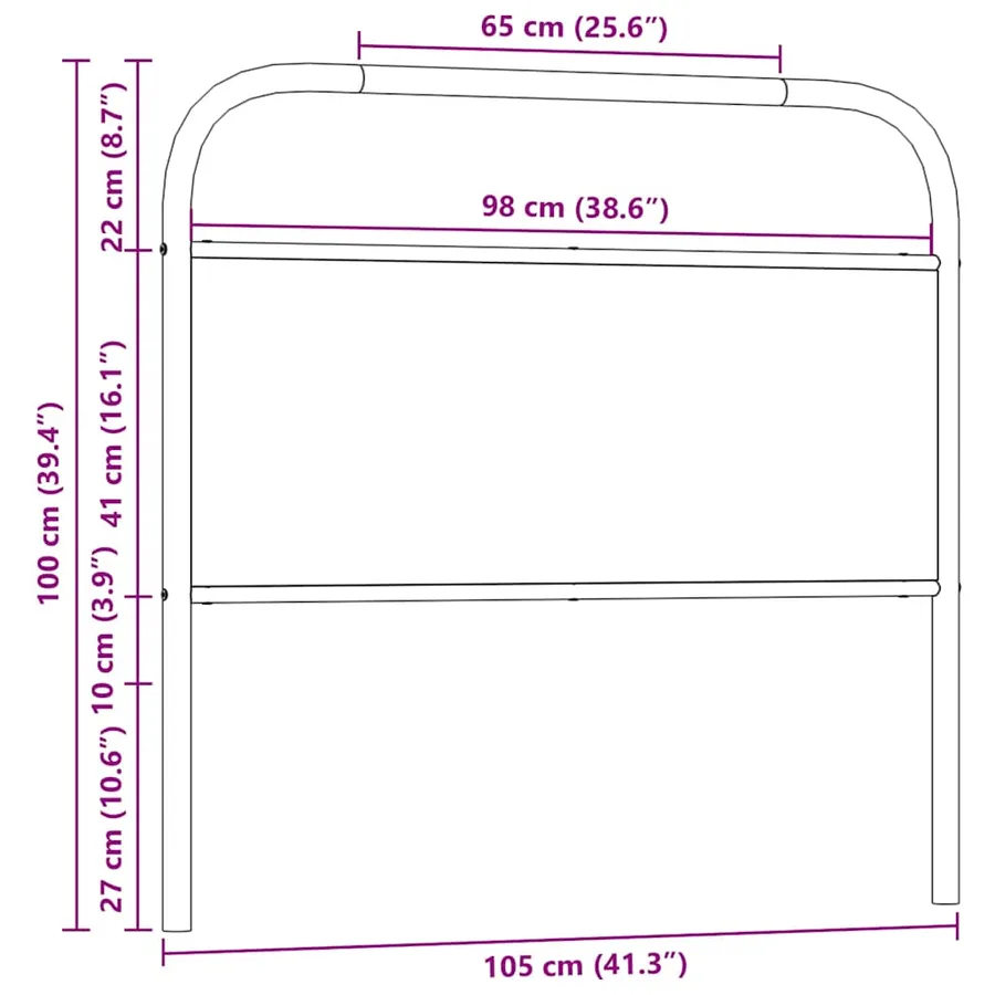 Tête de lit de remplacement chêne sonoma 100 cm acier et bois d'ingénierie - 7