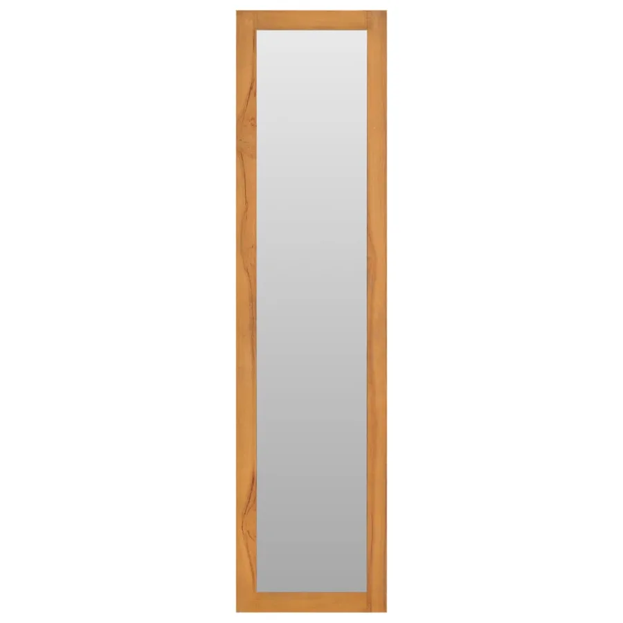 Miroir mural avec étagères 30x30x120 cm Bois de teck massif - 2