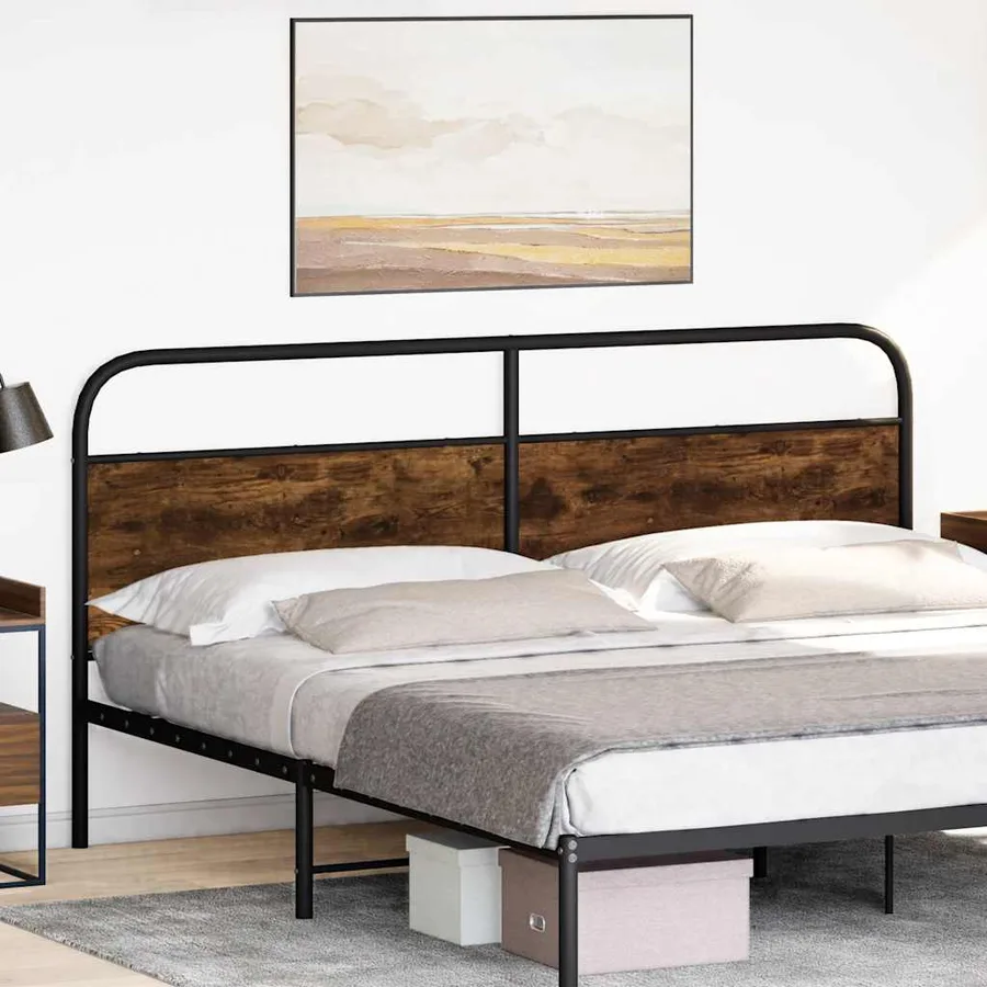 Tête de lit de remplacement chêne fumé 180 cm acier et bois d'ingénierie - 2