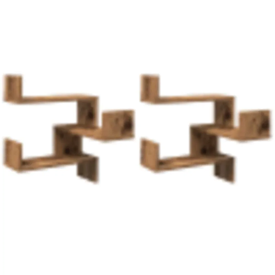 Étagères d'angle murales 2 pcs vieux bois 40x40x49,5 cm - 4
