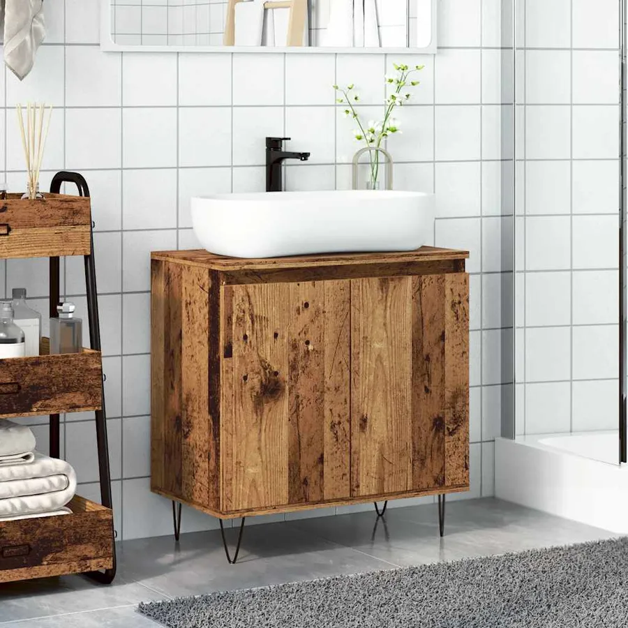 Armoire de salle de bain vieux bois 58x33x60 cm bois ingénierie - 3