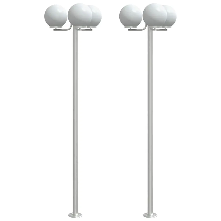 Lampadaires d'extérieur 2 pcs argenté 215 cm acier inoxydable - 2