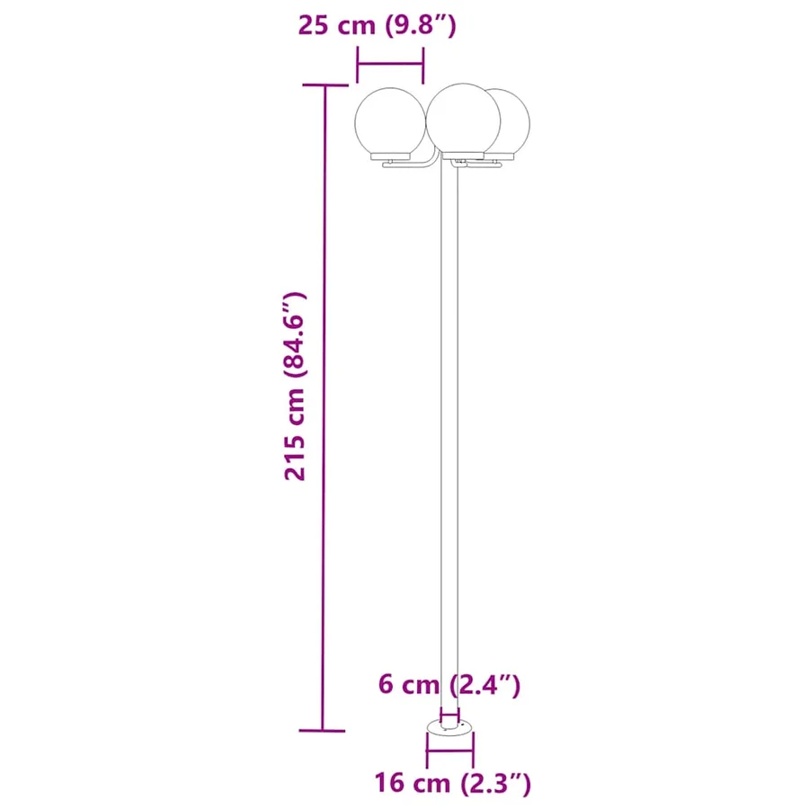 Lampadaires d'extérieur 2 pcs argenté 215 cm acier inoxydable - 7