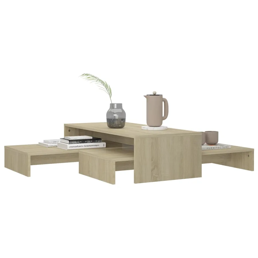 Set de tables basses gigognes chêne sonoma bois d'ingénierie - 7