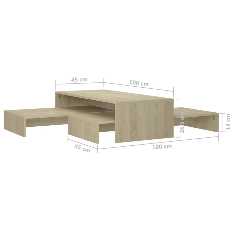 Set de tables basses gigognes chêne sonoma bois d'ingénierie - 8