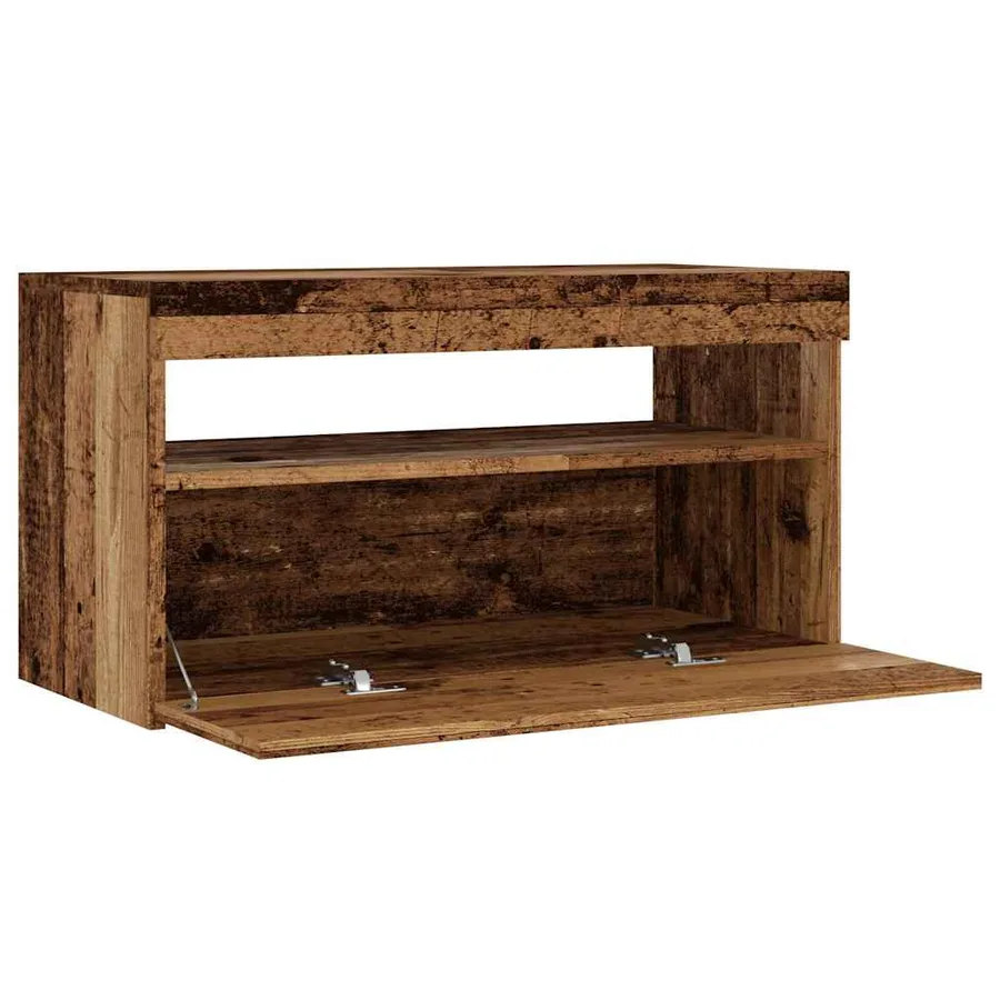 Meubles TV avec lumières LED 2 pcs vieux bois bois d'ingénierie - 15